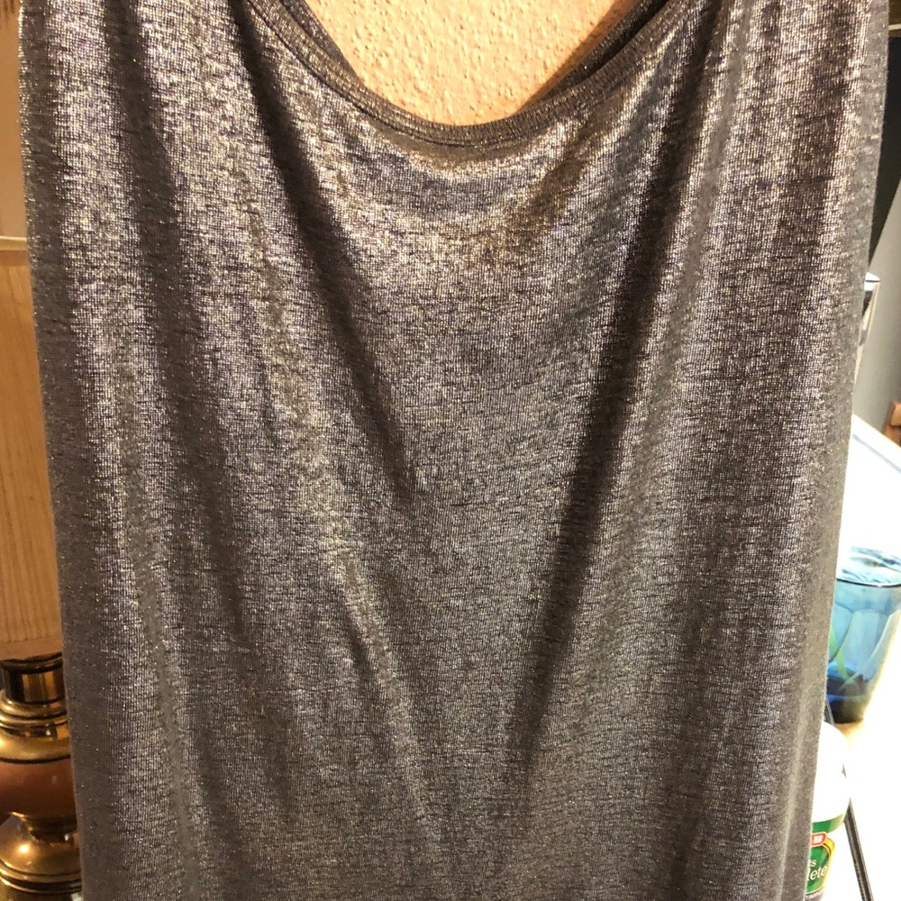 Eileen Fisher tunic top Sz L shimmer gray